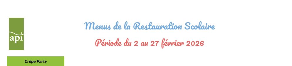 MENUS FEVRIER 2026